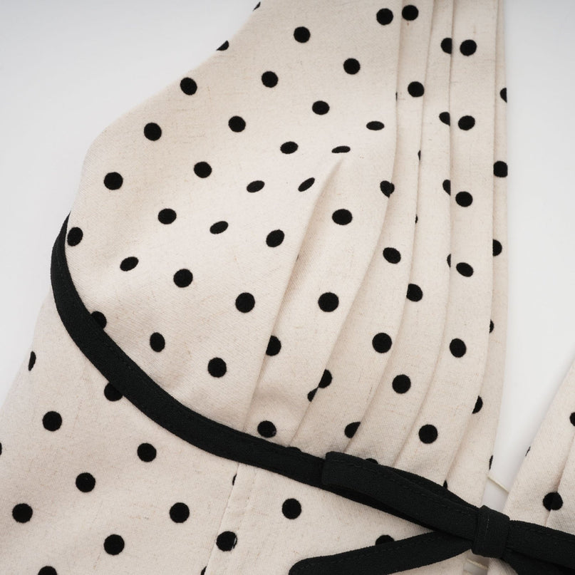 Rebekah White Polka Dot Halterneck Midi Dress with Bow Embellishment