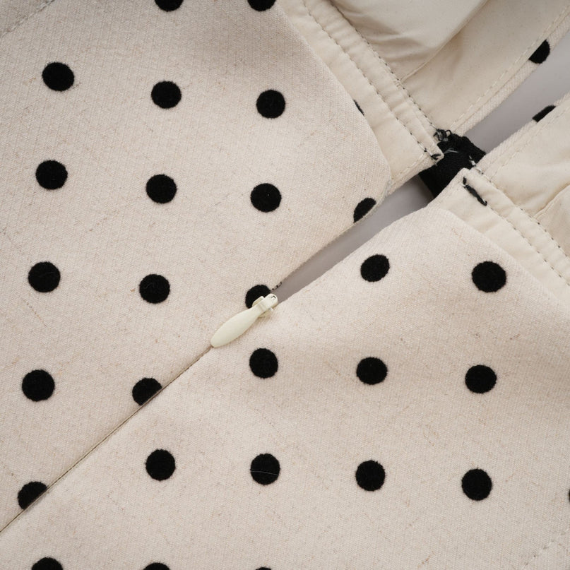 Rebekah White Polka Dot Halterneck Midi Dress with Bow Embellishment