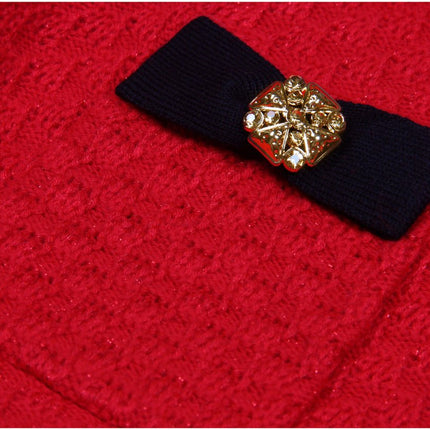 Vintage-inspired red flared skirt with black accents