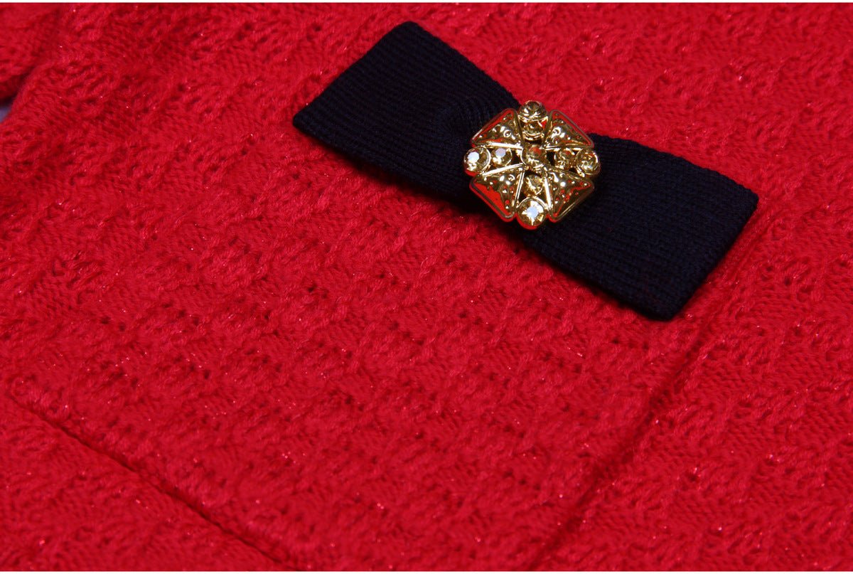 Vintage-inspired red flared skirt with black accents