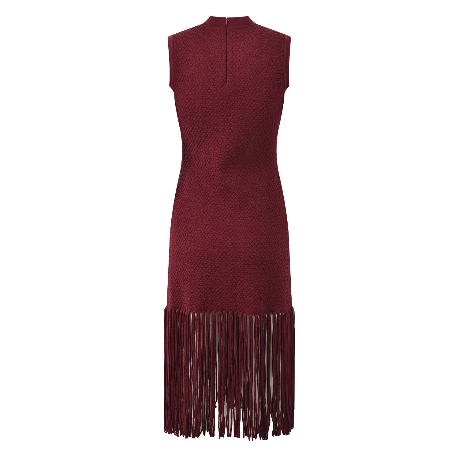 Red Fringe Hem Sleeveless Bodycon Dress