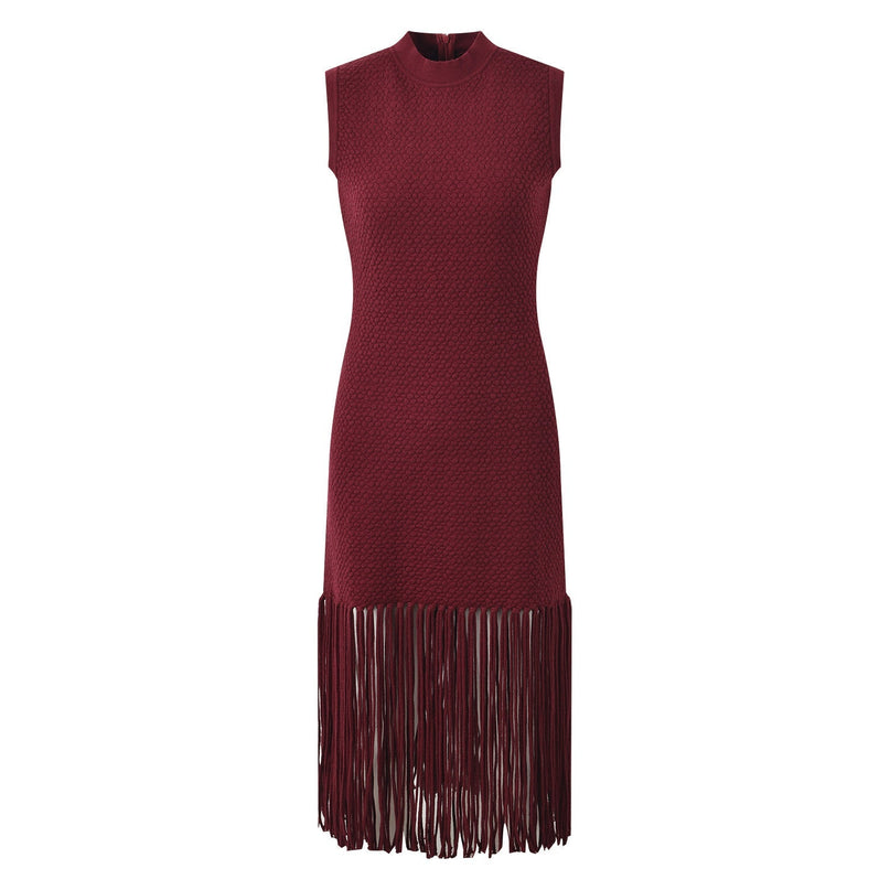 Red Fringe Hem Sleeveless Bodycon Dress