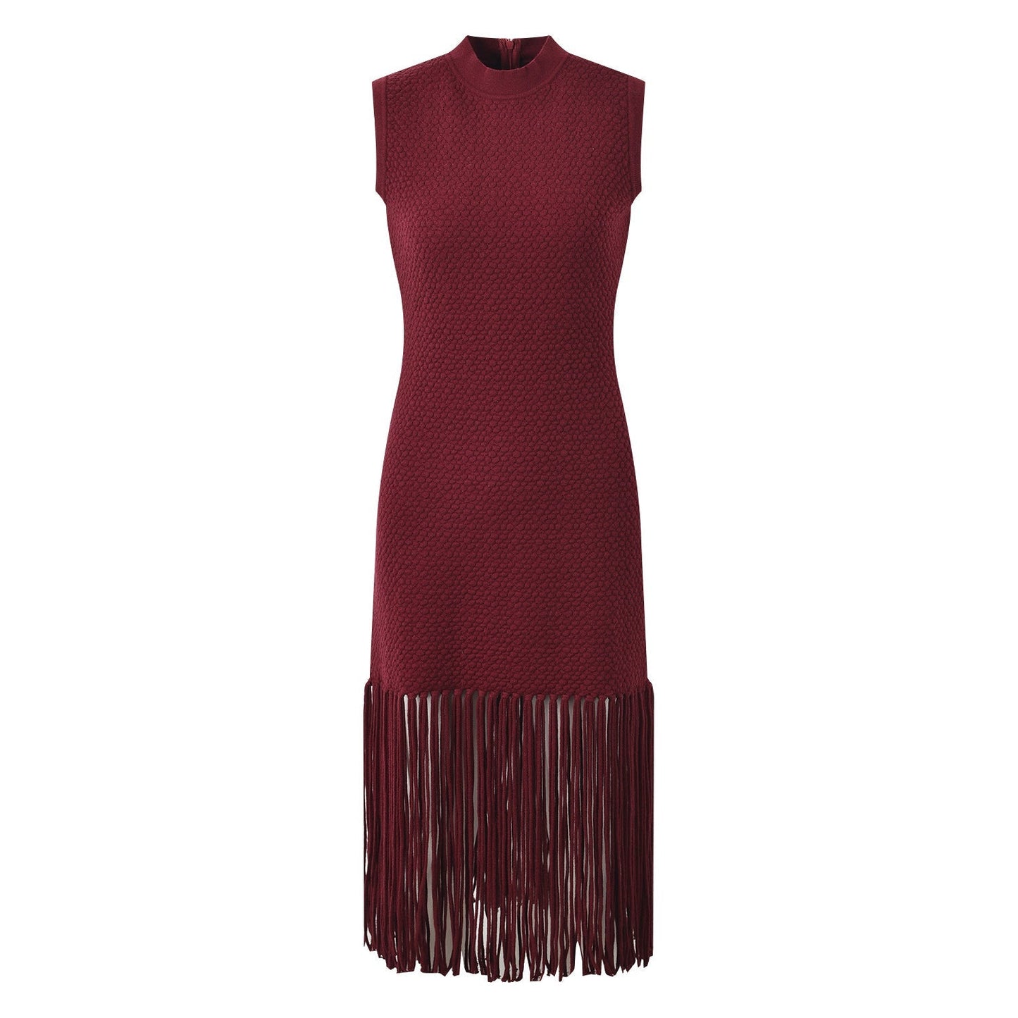 Red Fringe Hem Sleeveless Bodycon Dress