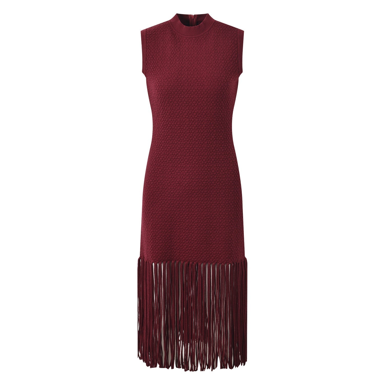 Red Fringe Hem Sleeveless Bodycon Dress