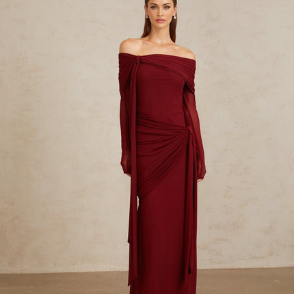 Woman wearing Red Juniper Twilight Sonata Gown