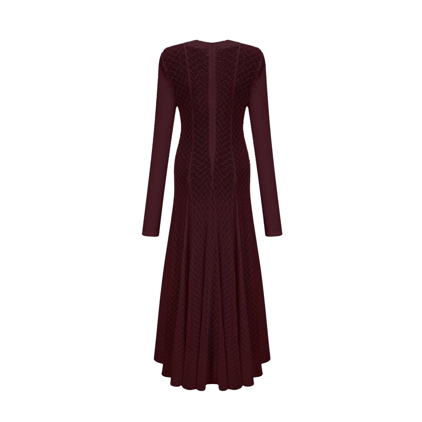Red lace maxi dress with wavy pattern named Athena