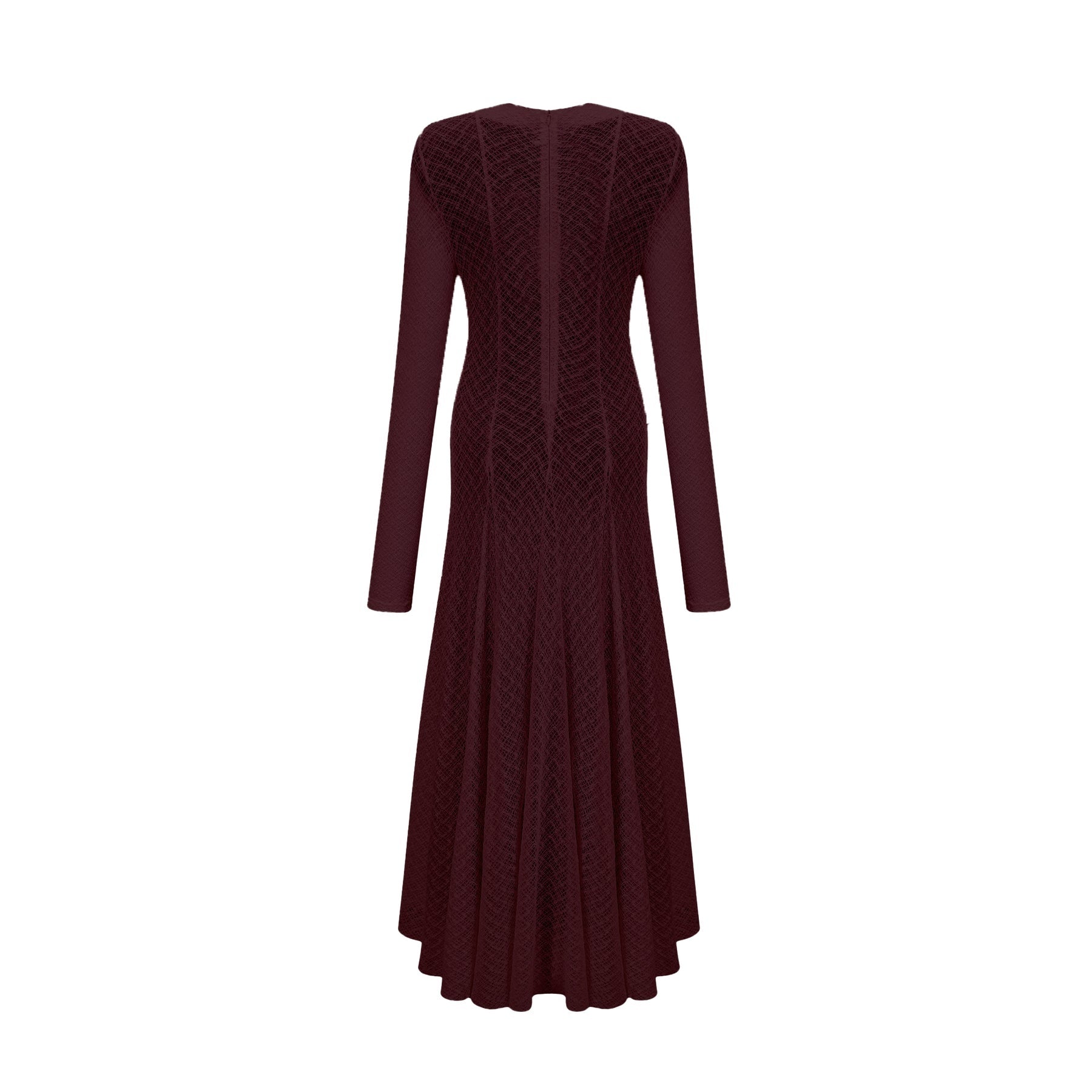 Red lace maxi dress with wavy pattern named Athena