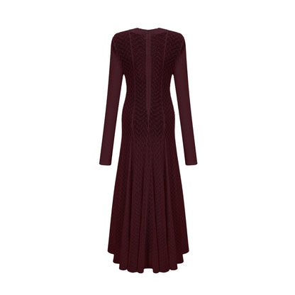 Red lace maxi dress with wavy pattern named Athena