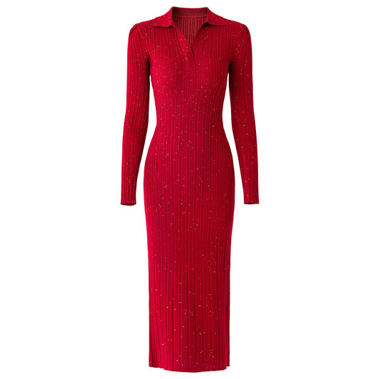 Red Shimmering Accents Bodycon Dress