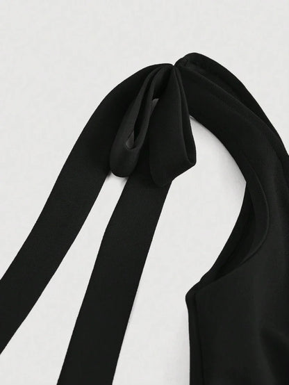Red Suspender Front Tie Straight Pants Christmas Clothing Autumn And Winter Jumpsuits Elegant