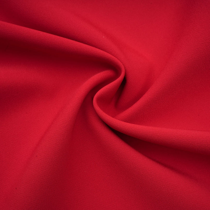 Red Valentine maxi dress with high slit and pleated design