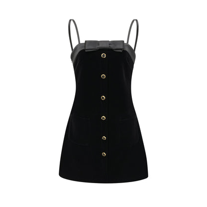 Reeva bowembellished velvet mini dress