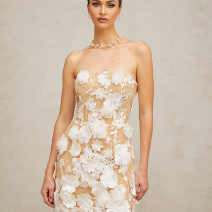 Renata White Floral Embroidery Mini Dress