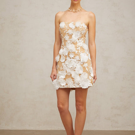 Renata White Floral Embroidery Mini Dress