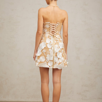Renata White Floral Embroidery Mini Dress