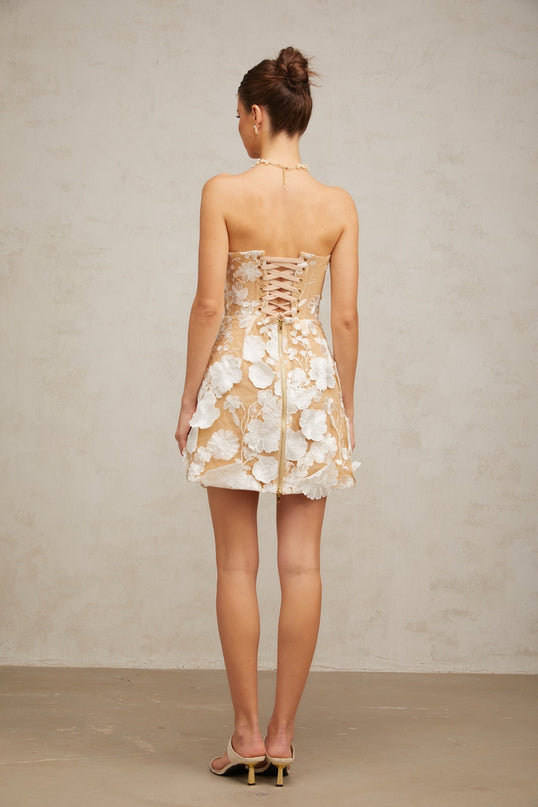 Renata White Floral Embroidery Mini Dress