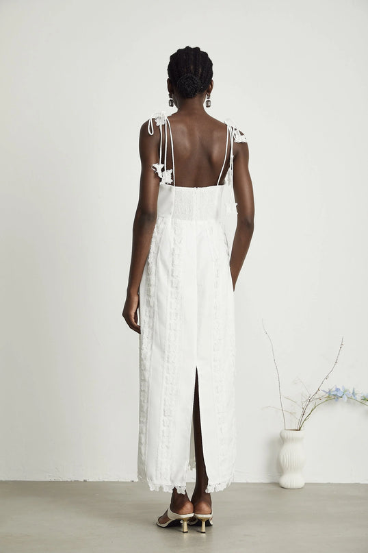 Renée lacebutterfly embroidered midi dress