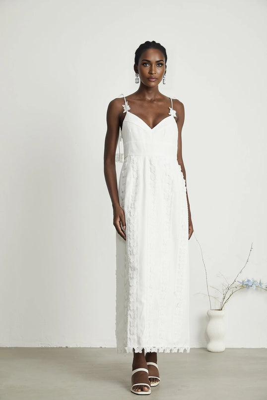Renée lacebutterfly embroidered midi dress