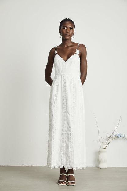 Renée lacebutterfly embroidered midi dress