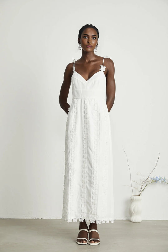 Renée lacebutterfly embroidered midi dress