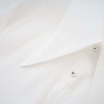 Renée white ruffled mini shirt dress