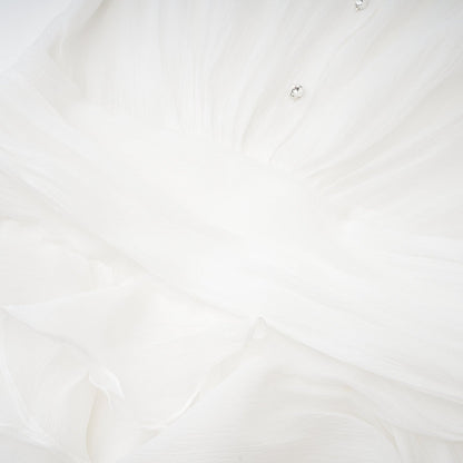 Renée white ruffled mini shirt dress