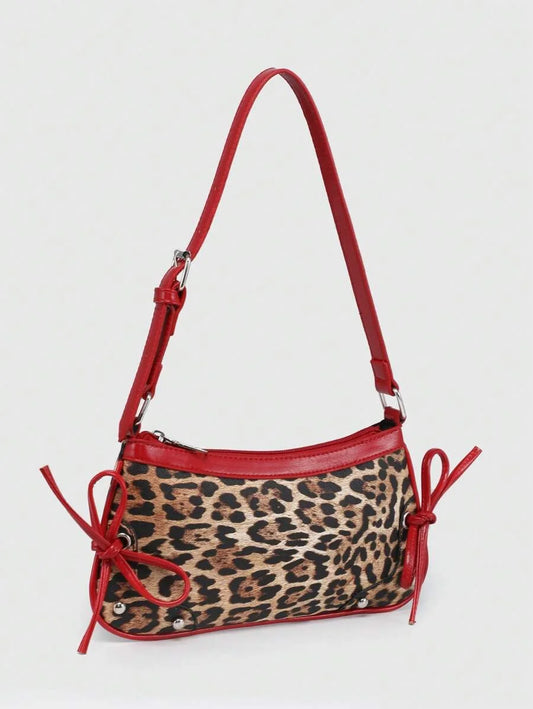 Retro Lace Up Bow Decor Crossbody Shoulder Armpit Satchel Bag Suitable For Dates Outings Parties
