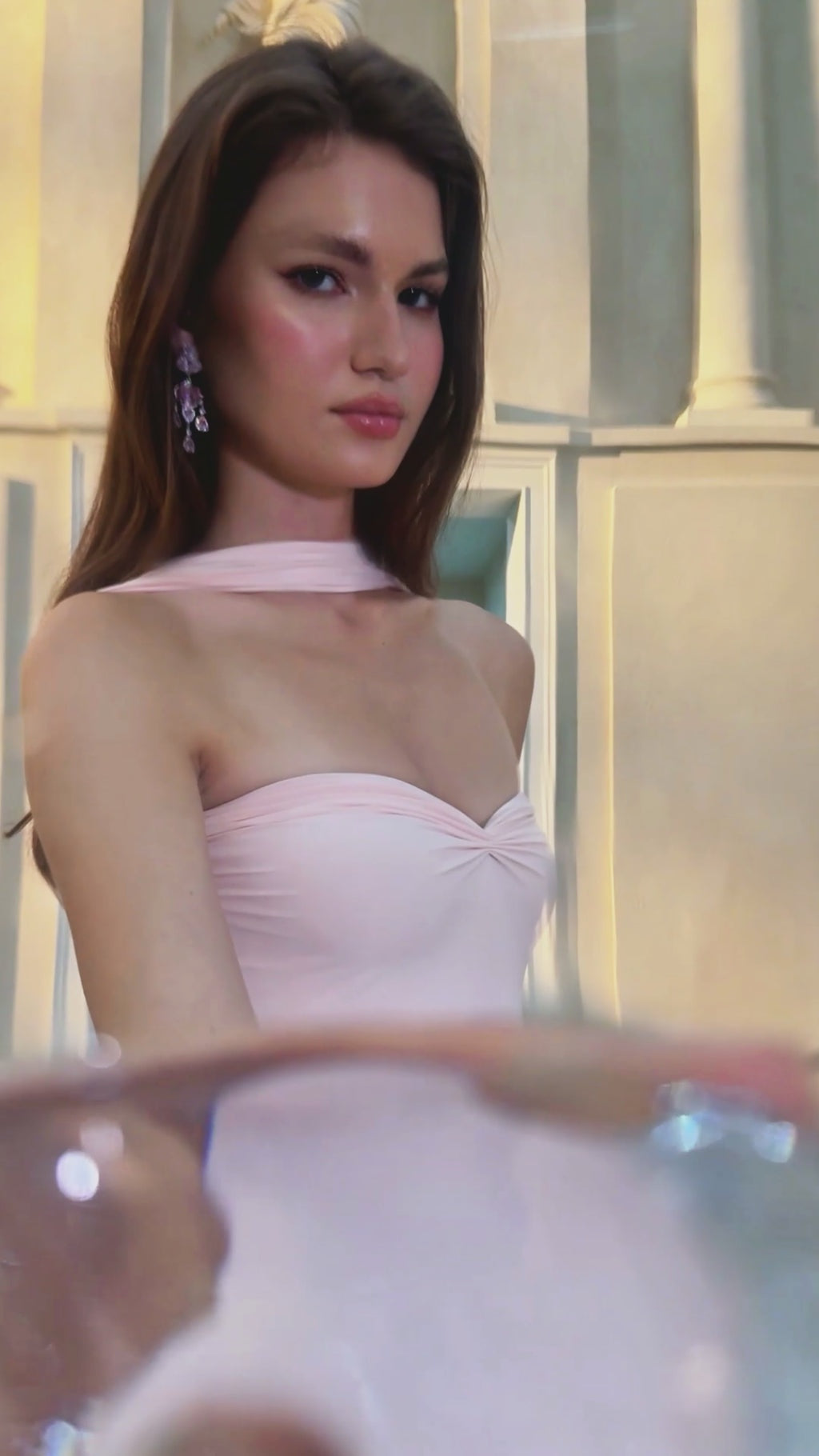 Rêverie Pink Sweetheart Neck Maxi Dress