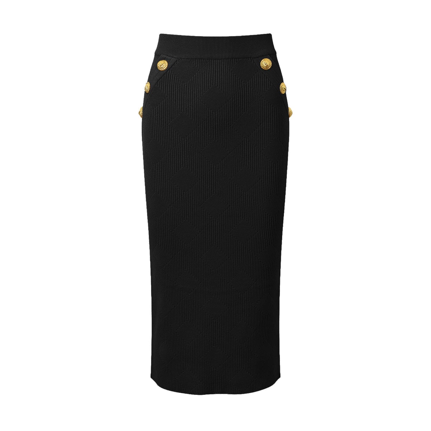 Ribbed Knit Two - Piece Set with Gold Button Accents - White