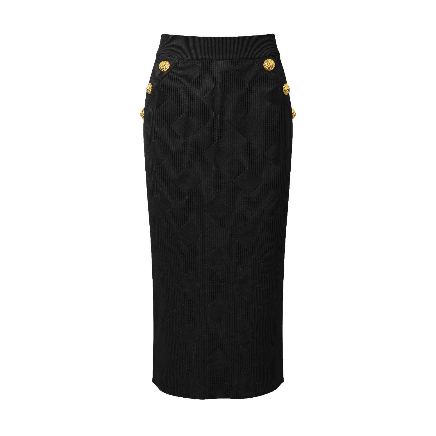 Ribbed Knit Two - Piece Set with Gold Button Accents - White