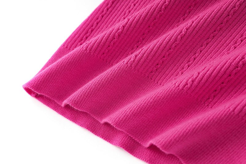 Ribbed Texture Sweater with Shoulder Buttons - Pink