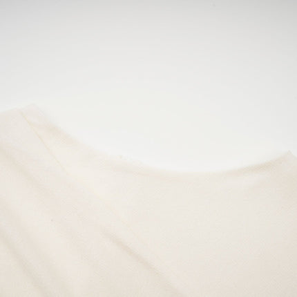 Riccarda White Midi Dress Double Jersey Knit Draped Design Ruched Detailing Asymmetric Hem Rear Zip Fastening Lined