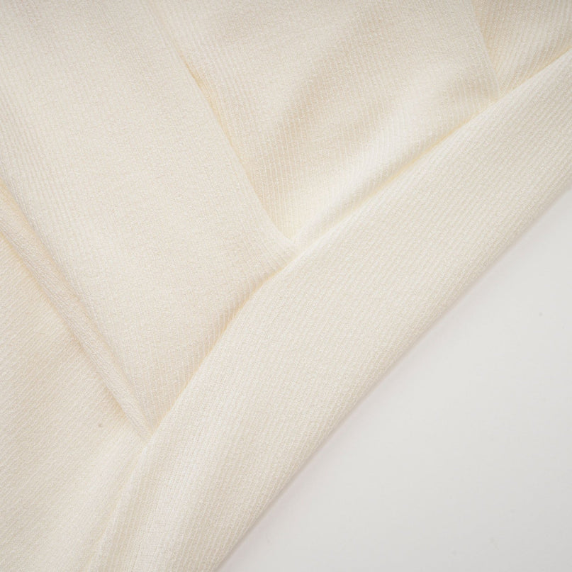 Riccarda White Midi Dress Double Jersey Knit Asymmetric Hem Ruched Detailing Sleeveless Elegant Chic Rear Zip Fastening Lined Luxury Sophistication Statement Piece Terylene Fiber
