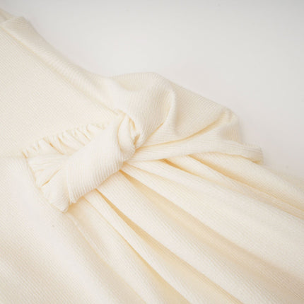 Riccarda White Midi Dress Double Jersey Knit Asymmetric Hem Ruched Detailing