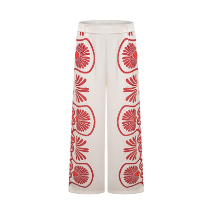 Rinata White & Multicolor Graphic Print Shirt & Trousers Set