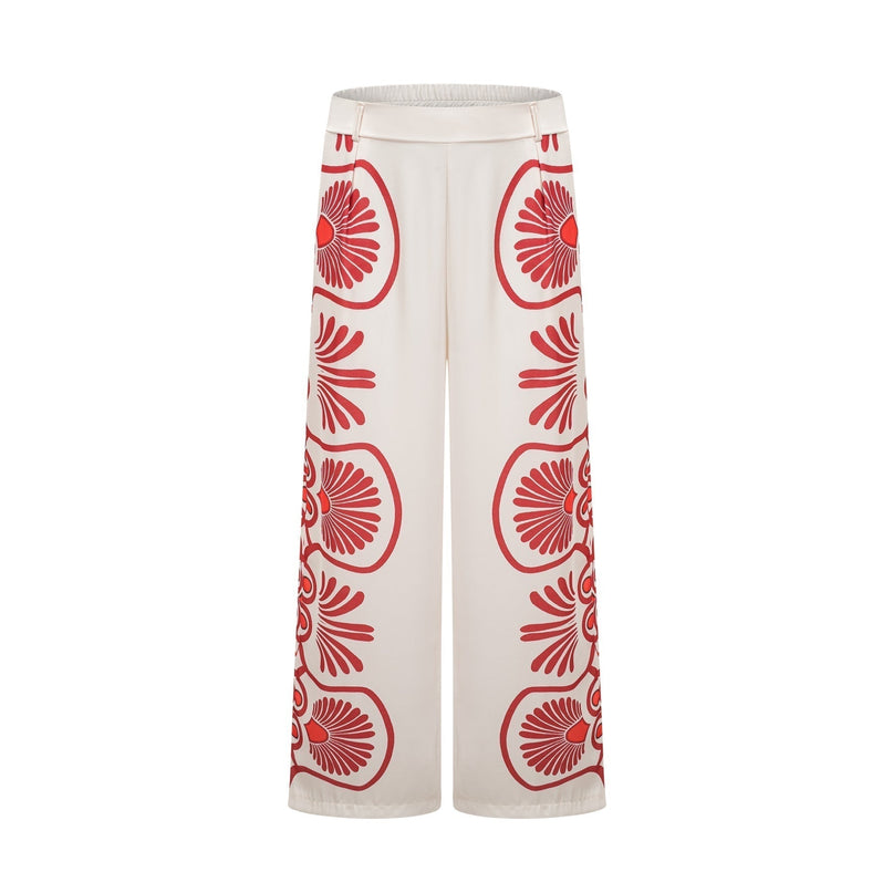Rinata White & Multicolor Graphic Print Shirt & Trousers Set