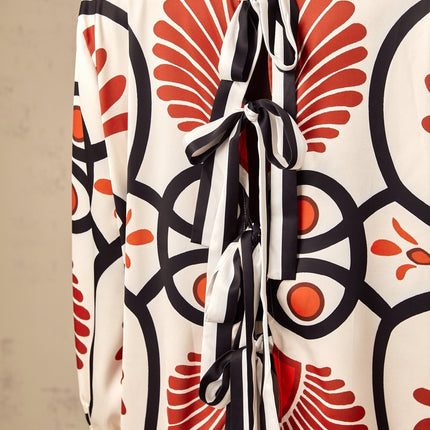 Rinata White & Multicolor Graphic Print Shirt & Trousers Set