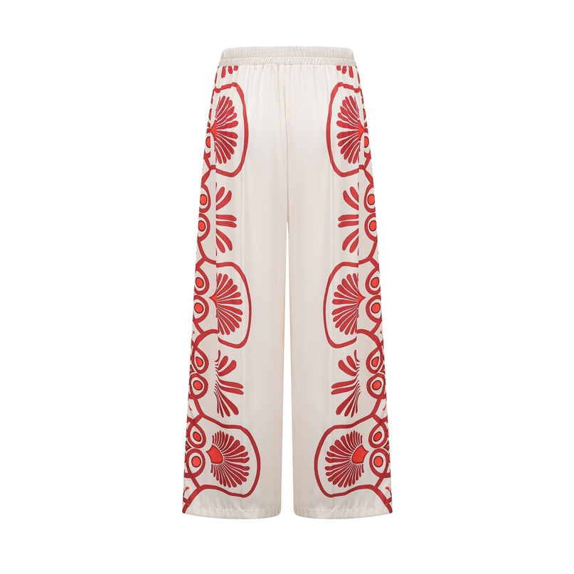 Rinata White & Multicolor Graphic Print Shirt & Trousers Set