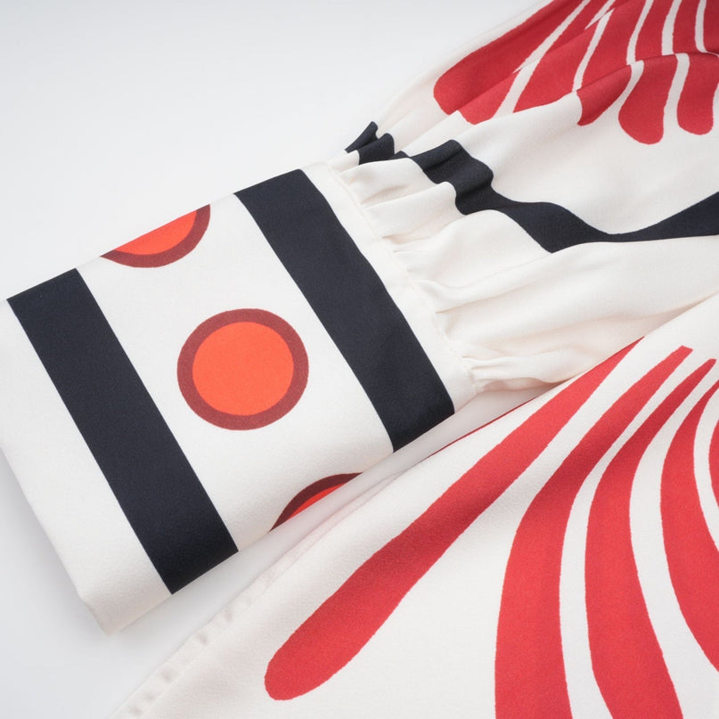 Rinata White & Multicolor Graphic Print Shirt & Trousers Set