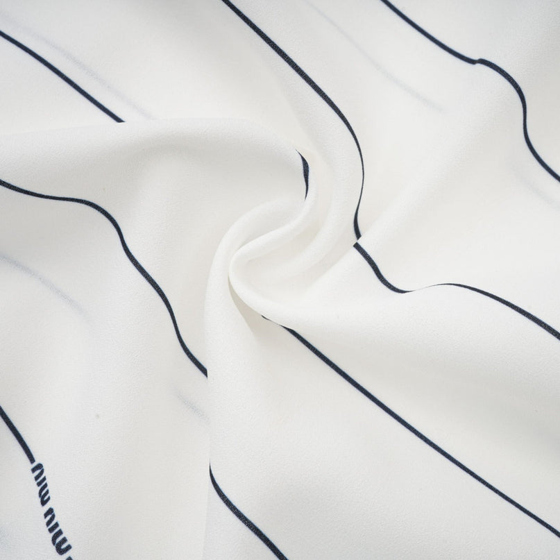 Rinata White Top Skirt Matching Set Polyester Spandex Striped Pattern Crew Neck Tie Front Elegant Sophisticated Modern Chic 5'10 Model Day Night