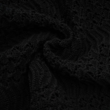 Rita Black Crochet Sequin Cardigan Skirt Set