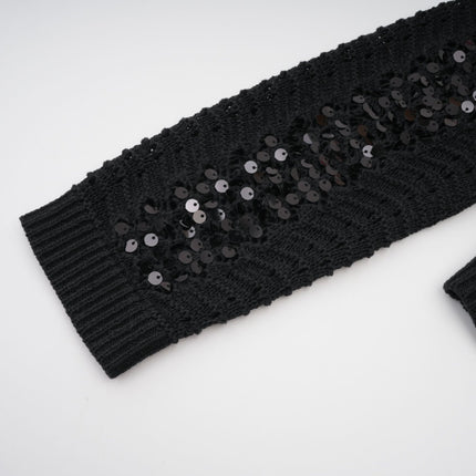 Rita Black Crochet Sequin Cardigan Skirt Set