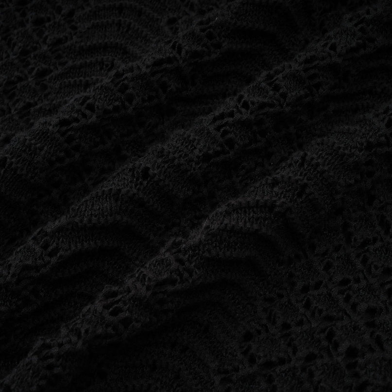 Rita Black Crochet Sequin Cardigan Skirt Set