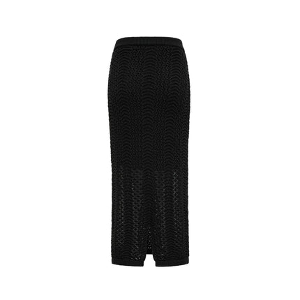 Rita Black Crochet Sequin Cardigan Skirt Set