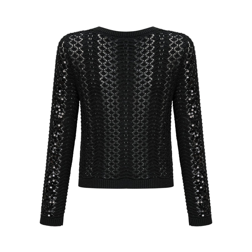 Rita Black Crochet Sequin Matching Set