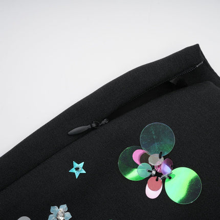 Rita Black Floral Crystal Embellished Shorts