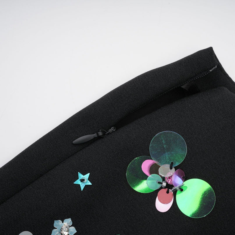 Rita Black Floral Crystal Embellished Shorts