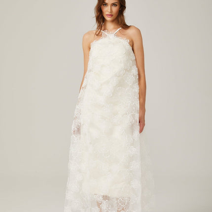Rita Floral Maxi Dress White Elegant Graceful Women's Fashion