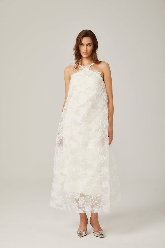 Rita Floral Maxi Dress White Elegant Graceful Women's Fashion