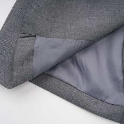 Rita Grey Blazer Terylene Cotton Long Sleeve Lapels Inset Pockets Belted Waist Buttoned Cuffs